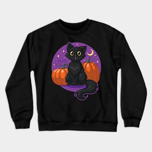 Kitty Blep and Pumpkins Crewneck Sweatshirt